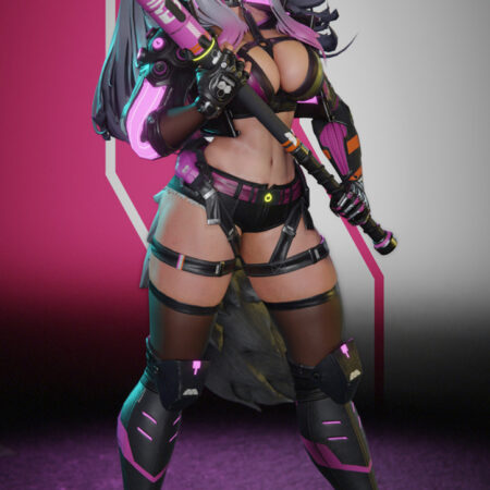 cyberpunk wolf girl 3d print