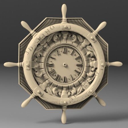 3D STL Models Wall Clock Ship's Wheel for CNC RouteR Engraver Carving Cut 3D Aspire Artcam 3D Printer 3D Design Digital Product