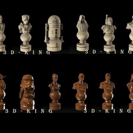 Chess Game Star Wars 12pcs 3D STL Models Pictures for 3D Printing CNC Router Aspire Artcam 3D Printer Engraver Carving 3D Design