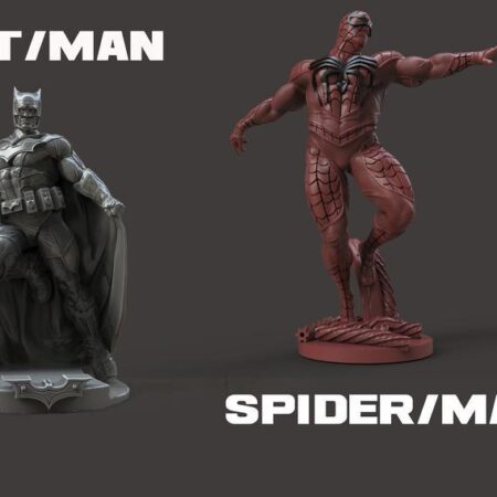 Spiderman/batman en stl, miniaturas en st batman spiderman, stl para impresion 3d