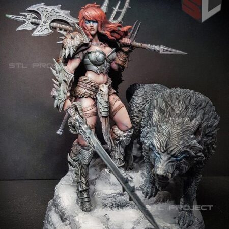 Barbarian and the Wolf STL 3D Model print