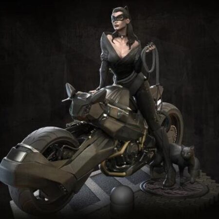 catwoman on bike 3d print model stl files