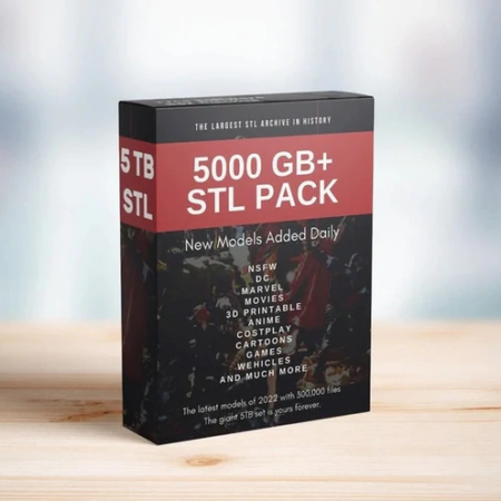  STL Pack for 3D printers 5000 GB - Free Updates everyday 2022-2023