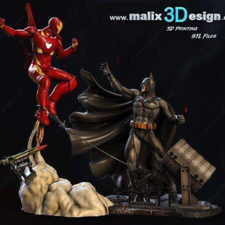 Iron men vs batman 2 stl in  one scean ready fir 3d print
