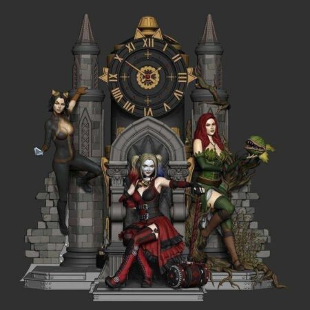 Poison Ivy , Harley Quinn and catwoman diorama for 3d printing stl