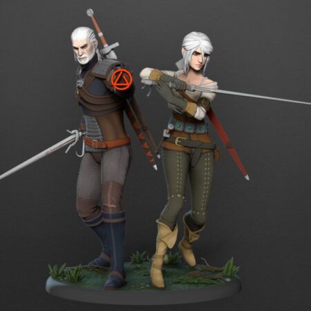 Ciri and Geralt Witcher STL files for 3d printing