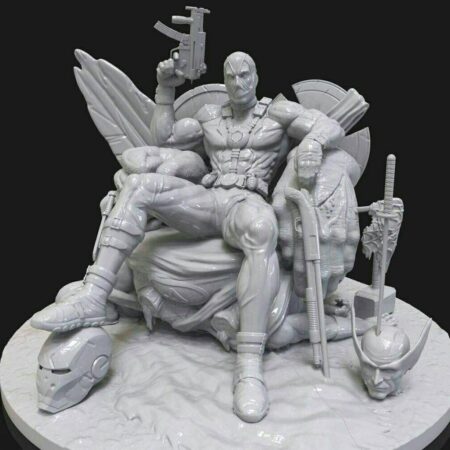 deadpool on throne 3d print stl files
