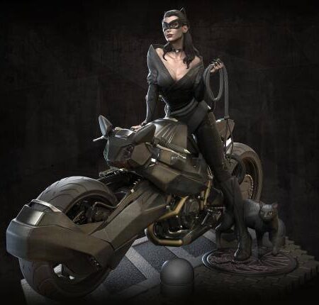 Cat woman on Bike 3d printing stl files