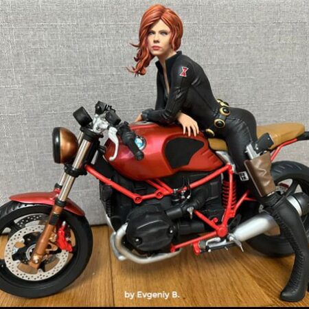 Black widow on motorcycle 3d printing stl files