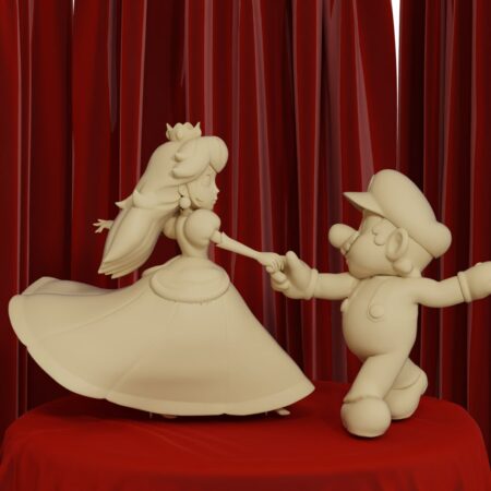 Peach dancing with mario 3d printing stl files