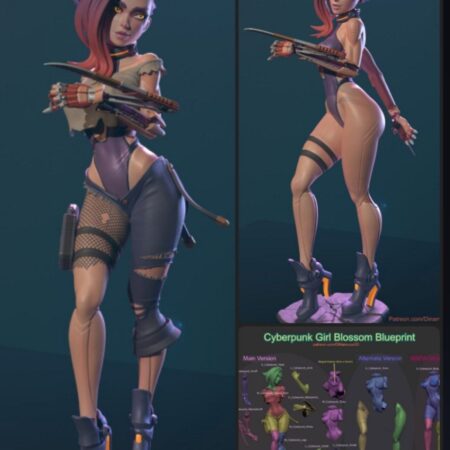 Cyberpunk girl blossom 3d printing stl files
